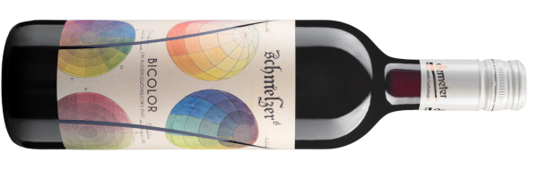 Ein Flaschenfoto vom Wein "Bicolor" - dieser besteht aus Rot- und Weisswein